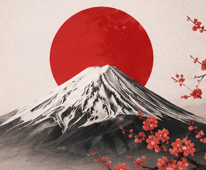 Mount Fuji with cherry blossoms